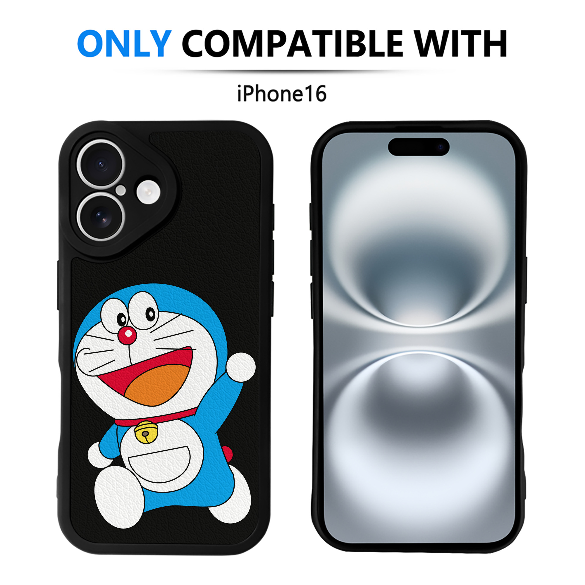 （画像用） ドラえもん Doraemon 【iPhone 16シリーズ対応】シリコンスマホケース（レザー調） 材質：シリコン